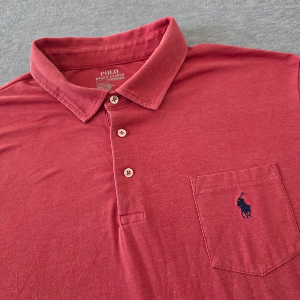 Polo Ralph Lauren Performance Shirt Mens XXL Salmon Red Classic Fit Pocket Polo